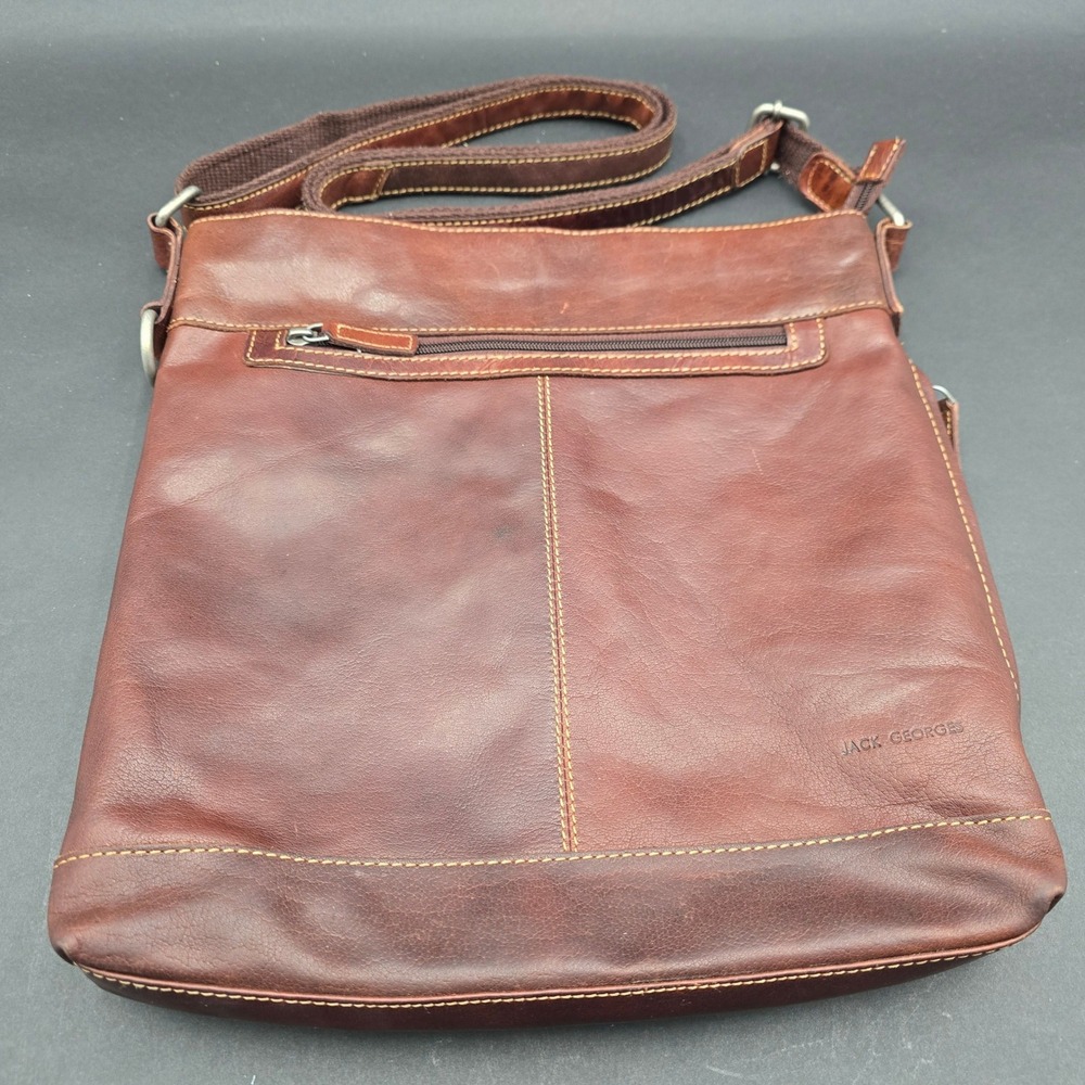 Jack Georges Brown Buffalo Leather City Crossbody Voyager Bag 7298